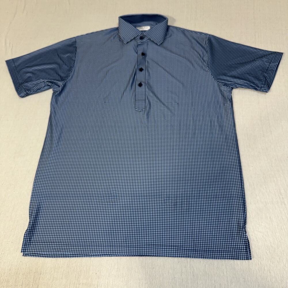 Collars & Co Golf Polo Blue Geometric AOP Size Featherweight Relaxed Small NWOT